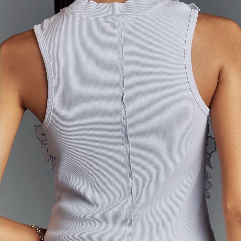 Anthropologie 3D floral appliqué sleeveless top - Picture 2 of 3